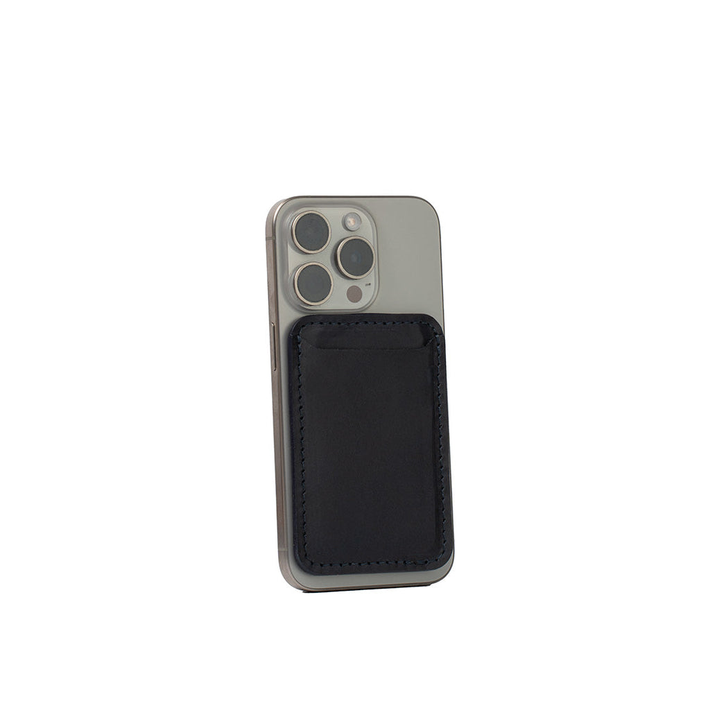 Top-Grain Leather Wallet compatible with MagSafe - Classic Navy Blue