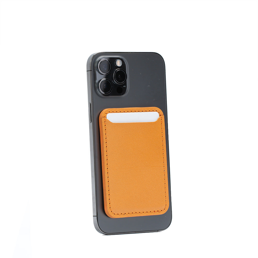 Top-Grain Leather Wallet compatible with MagSafe - Classic Deep Safron